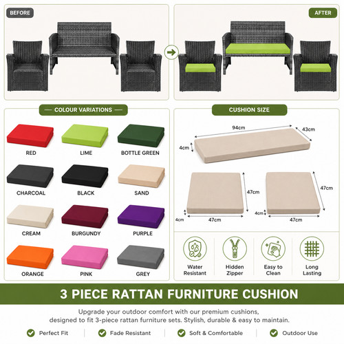 3pc rattan garden furniture - rattan,